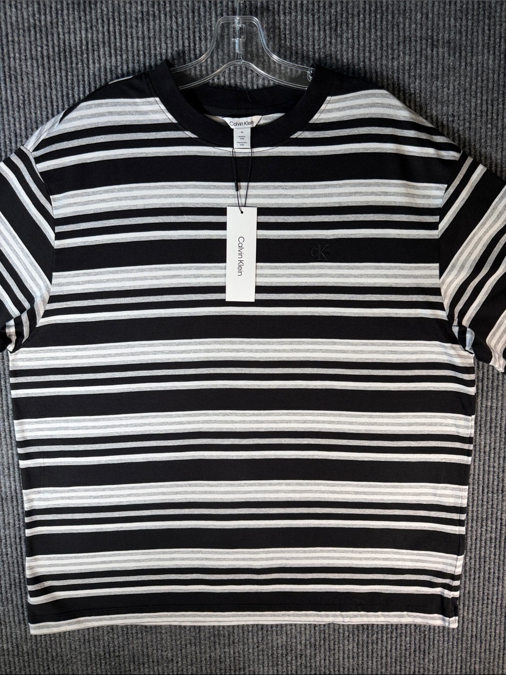 Calvin Klein Black & White Horizontal Stripe Crewneck Tee